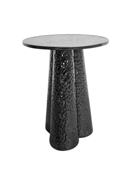 Orion Black Metal Coffee Table Rental with Hammered Stainless Steel Finish